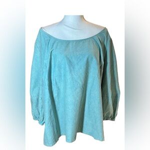 Women's Blue Off-Shoulder Chambray Top NWT